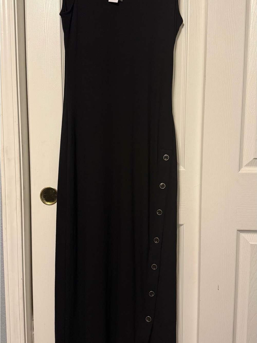 White House Black Market Black Maxi Dress with Side Snap Detail